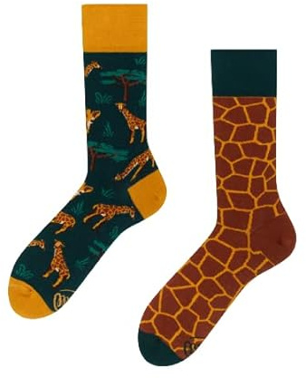 Many Mornings Bunte Witzige Socken THE GIRAFFE Größe 39-42 Ungleiche Alltagssocken im Giraffen-Motiv Lustiges Design für Tierliebhaber Unisex