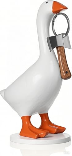 Leiormvses Magnetischer Gänseenten-Schlüsselhalter, Raumdekoration, niedliche Figuren, Ornament, Gänse-Merch, Tierstatuen für Heimdekoration, Einweihungsgeschenke, 1 Stück (weißer Sockel)