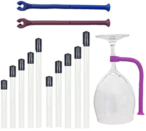 JinYu Lot de 12 supports flexibles en silicone pour verres à pied pour lave-vaisselle, verres à vin, attaches en silicone pour lave-vaisselle, violet et bleu (couleurs mélangées)