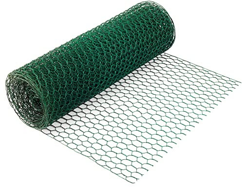KEILEOHO 6m x 40cm Green Chicken Wire Mesh Roll, 0.4m Green Wire Mesh Fencing, Chicken Wire Netting for DIY Craft Projects Gardening Decor