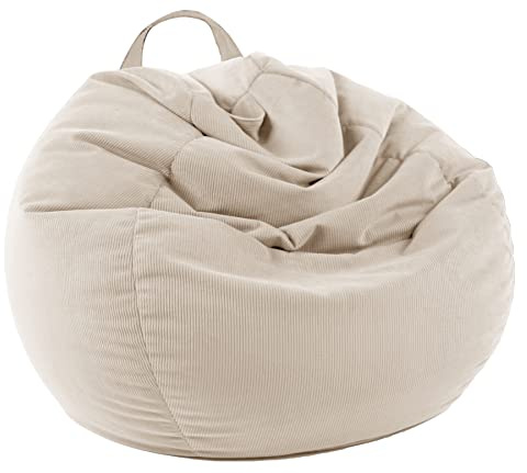 LPMOERA Stuffed Animal Storage Soft Bean Bag Cover No Filler Cream White