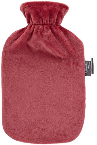 Fashy Wärmflasche mit Flauschbezug, rostrot, 2 L
