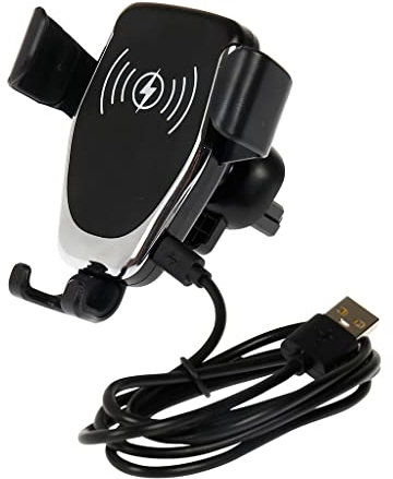 Turbocar - Support Smartphone Voiture - Chargeur Induction - avec Fixation à Pince sur Grille d'aération - Tête de Support rotative à 360° - Fourni avec 2 plaques métalliques adhésives Rondes