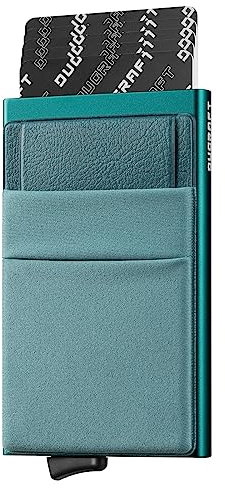 DUGRAFT Porte-Cartes Slim Pop-Up Wallet avec Poche d'argent Minimaliste RFID Blocage Le Porte Cartes de Crédit en Métal en Aluminium pour Hommes