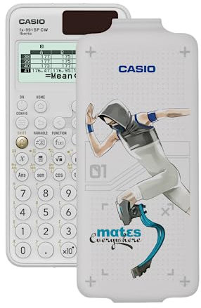 Casio FX-991SP CW – illustrierter wissenschaftlicher Taschenrechner mit Läufer, empfohlen für den spanischen und portugiesischen Lebenslauf, 5 Sprachen, über 560 Funktionen, Solar, Weiß