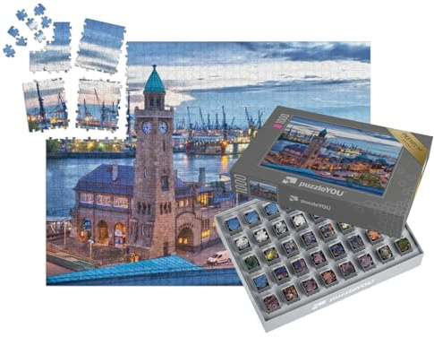 puzzleYOU: SMART Sorted® | Puzzle 1000 Teile leicht gemacht „Hamburger Hafen, Deutschland“ – aus der Puzzle-Kollektion Hamburg, Deutsche Städte