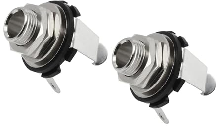 Gitarre Teile Ersatz 2 Stück E-Gitarren-Mono-Klinkenstecker, 6,35 Mm Eingang, Ausgang, Klinkenbuchse 6,35 Mm, Mit Mutter Und Unterlegscheibe