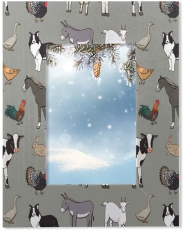 Bilderrahmen mit Pferd, Kuh, Schaf, 10,2 x 15,2 cm, für Tischdekoration, Wandmontage, Holz-Bilderrahmen, passend für 10,2 x 15,2 cm oder 8,9 x 12,7 cm große Bilder für Zuhause, Büro, Dekoration,