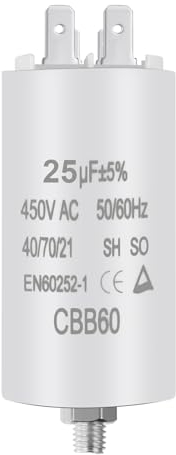 OFFCUP Motorkondensator CBB60 Anlaufkondensator 25μF 450V Kondensator 25μF 450V CBB60 kondensatoren Stecker Geeignet für Elektromotoren und Schwimmbadpumpen Elektromotor,50/60Hz
