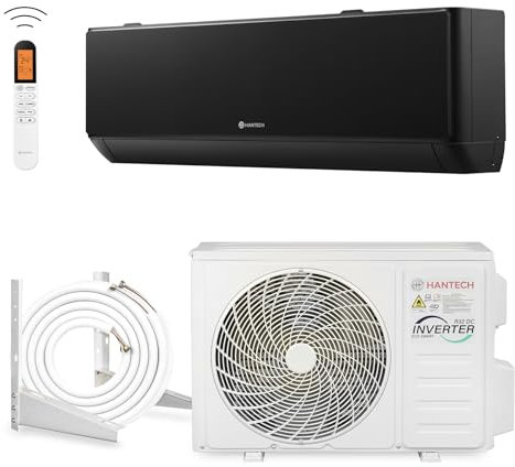 HANTECH 18000 BTU 5,1 KW SPLIT KLIMAANLAGE WLAN R32 MOD. HPRO 3M LEITUNG + HALTER SCHWARZ