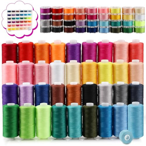 Royouzi Set Cucito Filo Per Cucire 400 Iarde di Filo Per Macchina da Cucire a 36 Colori Per Rotolo e 36 Bobine di Filo Per Bobina, Adatto Alla Maggior Parte Delle Macchine Per Cucire.