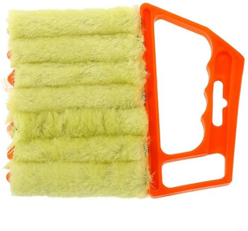 HEIBTENY Mini limpiador de persianas, cepillo de microfibra para persianas, aire acondicionado, plumero, limpiador de suciedad (naranja)