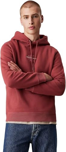 Calvin Klein Monologo Hoodie J30J325629, Felpa con Cappuccio, Uomo, Viola (Apple Butter), M