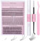 ALLOVE Wimpern-Bündel Kit Einzelwimpern Mehrtypen Gemischte DIY-Wimpernverlängerungen Kit mit Unterwimpern, 7D Spike-Fächer, Leichte Volumenfächer, Natürliche Wimpernbündel für Selbst-Anwendung