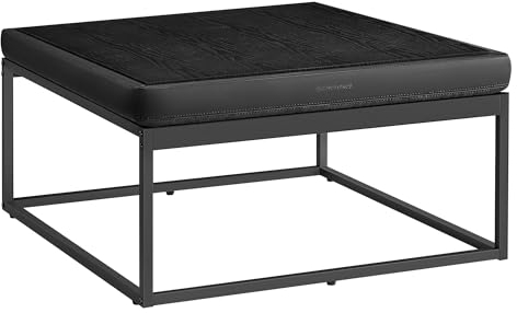 SONGMICS HOME LUIZ Kollektion-Couchtisch quadratisch, Wohnzimmertisch, Oberteil wendbar, Beistelltisch, Sitzhocker, Stahlrahmen biis 300 kg belastbar, Tintenschwarz, 78x78x40cm