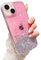 LCHULLE Glitter Case for iPhone 13,Girls Women Bling Clear Bumper Cover,Cute Sparkly Crystal Slim Fit Silicone Phone Case for iPhone 13 6.1 inch,Pink