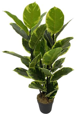 Rebecca Mobili Faux Figuier Indien, Plante Artificielle Réaliste, Vert Marron, PEVA Polyéthylène, pour Décoration Intérieure ou Extérieure - Dimensions HxLxP: 90 x 35 x 35 cm - Art. RE7039