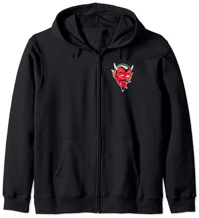 Demone Diavolo Rosso Felpa con Cappuccio