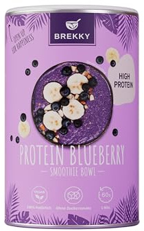 BREKKY Protein Blueberry Smoothie Bowl High Protein - Fitness Frühstück | High-Protein-Bowl mit echten Heidelbeeren. Reich an Ballaststoffen. Vegan. Schnell fertig.