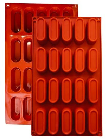Moule en Silicone,1 Moule Ovale Squire avec Revêtement Antiadhésif, Moule en Silicone Pâtisserie pour Muffins, Brownies, Gâteaux, Cake, Pudding, Glaçons, Gelée, Quiches (29 x 17 cm) – 20 cavités