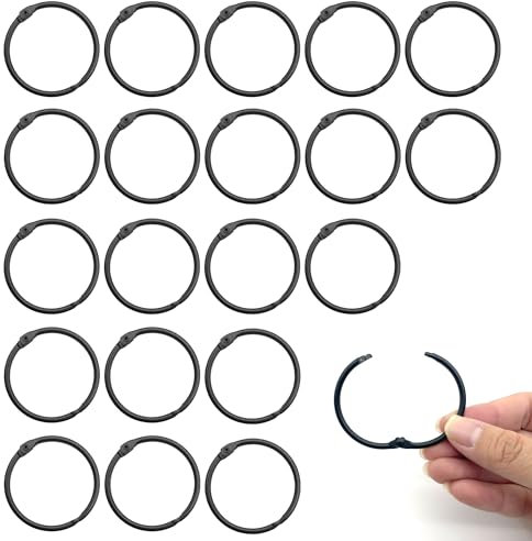 duoyif Metallringe Zum Öffnen, 38mm 20Stk Hängend Ringe Runde Karabiner, Kartenring, Binder Ringe, Runde Ringe Für Buchbinderinge Buchringe Vorhangringe Schlüsselring Gardinenringe (Schwarz, 38mm)