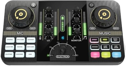 Feriany Professional Audio Mixer Podcast Microphone Sound Card Kit for Smartphone Laptop Computer Vlog Recording Live Streaming