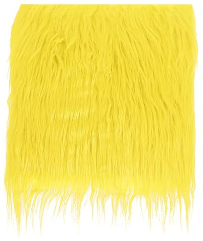 PATIKIL Plüsch Kunstpelz Stoff Quadrat, 10 x 10 Zoll Flauschige Kunstpelz Patches Schnitte Künstlicher Bastelpelz für DIY Basteln Weihnachten Halloween Wichtel Bart, Gelb