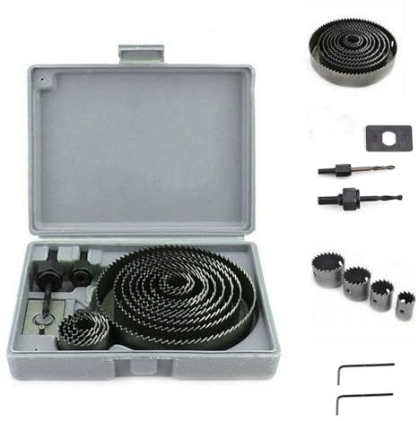 Jeu de Scie Cloche Bois, 20 pièces Scie Cloche 19-127mm, Coffret Scies Trépans avec 2 Clés Hexagonales, Acier au Carbone Scie Cloches pour Le Bois Plaques de Platre Plastique PVC Tuyau