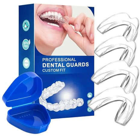 Knirscherschiene Für Nacht, Zahnschiene Mundschutz, Aufbissschiene für Nacht, Benutzt für Reduziert zahnschiene knirschen, Beisschiene Zähne Nacht, Effektiv Schnarchstopper Beisschiene Zähne 4 Stück