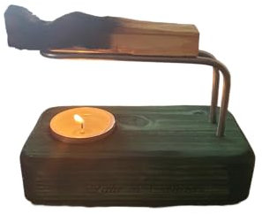 Quemador de Palo Santo de Madera Color Verde, Incluye Soporte, Vela de té y Palo Santo.