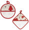 hobbymio.it Presine natalizie da Cucina da ricamare a punto croce, Set da 2 Pezzi presine da cucina con tela aida, Coppia di presine Alberelli Rossi