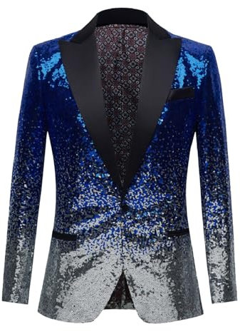 Steampunk Frack Herren,Glitzer Anzug Herren Pailletten Sakko Smokingjacke Mit Pailletten GläNzende Jacke Slim Fit Blazer Silvester Outfit Party-Blazer FüR Herren Festival Outfit