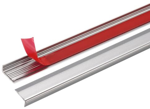 sourcing map 10pcs Tile Edge Trim 12 x 0.4 Peel and Stick Backsplash Trim Aluminum Alloy Self Adhesive L-Shape Outside Corner Strip for Kitchen Tailgates Mirror Frame Furniture, Matte Gray