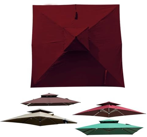AGKANVCVNT Tela De Repuesto Parasol 300x300cm 250x250cm Toldo De Repuesto para Sombrilla Cuadrada, Protección UV 30+ Toldo De Recambio Impermeable(Burgundy,250x250cm(8x8ft))