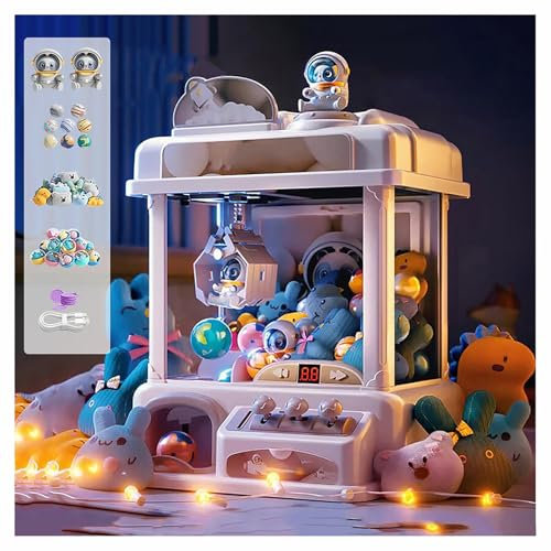 CUCUKAKA Greifautomat, Candy Grabber Süßigkeitenautomat mit Licht Und Musik,2panda-Puppe,25 Plüschtieren,20 Gashapons, Claw Machine Mini Weihnachtsgeburtstagsgeschenke