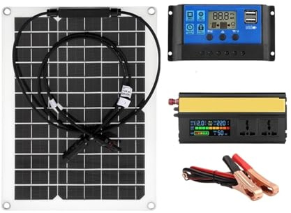 YFDGD Solar Panel Charger Solar Power System To Inverter Kit Solar Panel Battery Charger With Controller Home Grid Camp Phone(500W Inverter kit)