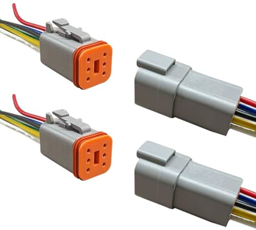 Connecteur électrique étanche Deutsch à 6 broches avec câble 17 AWG, faisceau de câblage mâle et femelle automobile à 6 voies, 6 fils DT Pigtail pour voitures, bateaux, camions