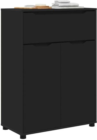 vidaXL Badezimmerschrank Schwarz 72,5 x 36,5 x 100 cm Holzwerkstoff, Badezimmerlagerung, moderner Schrank, höhenverstellbar, mit viel Regalplatz und Schubladen für ordentliches Verstauen