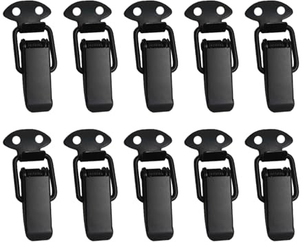 10 Pièces Loquet à Bascule Noir Mini Fermoir à Ressort en Fer Électrophorèse 3e Génération pour Boîte à Bijoux Coffre Outils Tiroir Armoire - Verrou de Caisse sans Trou de Serrure Installation Facile