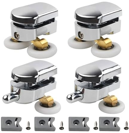 4Pcs 25mm Sliding Glass Shower Door Rollers | Smooth wheel runner with anti-collision block and screws; universal replacement parts for bathroom & showerroom