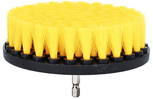 OxoxO Orange 5 Pouces de diamètre Accessoire pour perceuse à récurer Brosse de Nettoyage à récurer Brosse Souple pour Tapis, Tissus d'ameublement, Cuir, Voitures avec Arbre à Changement Rapide
