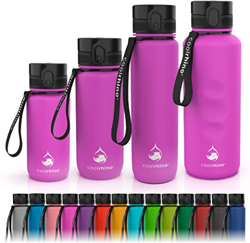 coolrhino Gourde 650 ml pour le sport, l'extérieur, l'école, le fitness et les enfants – Bouteille d'eau anti-fuite et sans BPA – Bouteille pour boissons gazeuses (Rhino rose, 650 ml)
