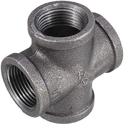Forspero 1/2 '3/4' 1 'Kreuz 4-Wege-Rohrverschraubung Temperguss Schwarz Innenrohrverbinder - 1 Zoll