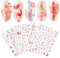 JMEOWIO 9 Blatt Nagelsticker Weihnachten Nagelaufkleber Selbstklebend Roter Schneeflocken Winter Nail Art Sticker Dekoration Nageldesign Zubehör