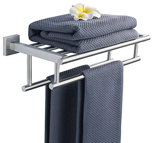 Sayayo Towel Rail Wall Mounted Bathroom Towel Shelf 16-Inch Towel Holder, SUS304 Stainless Steel Towel Rack Brushed Nickel, EGZ8040-LS
