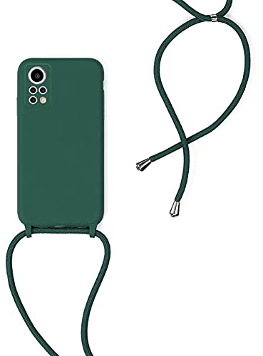 Coque pour Xiaomi Mi 10T / Xiaomi Mi 10T Pro, Cordon Collier Etui Housse de Protection en Silicone avec Collier Telephone Portable Silicone avec Cordon Stylée Coque avec Réglable Cordon, Sombre Vert