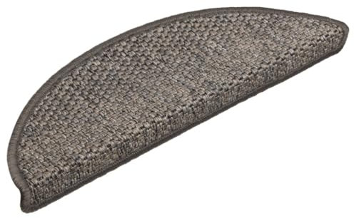 vidaXL Treppenmatten 15 STK., Stufenmatten Selbstklebend, Treppenteppich in Sisal-Optik, Treppenstufenmatte Treppenschutz, 56x17x3cm Silbern