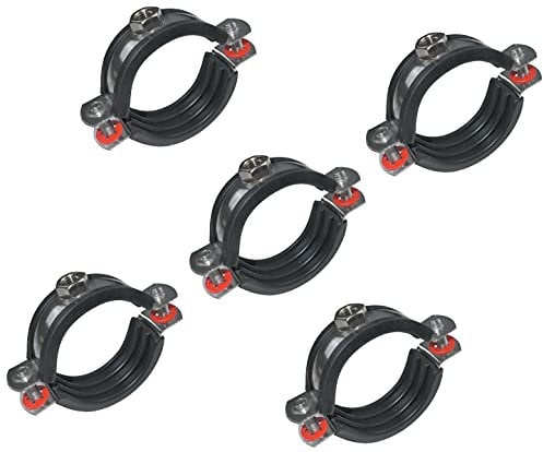 AERZETIX - C51614 - Satz von 5 - Schellen isophonisch - befestigungshalter mit dichtung - für schlauch Ø 1 1/2'' 44-49mm - DIN EN 10111 - in edelstahl A2 - zum anschrauben М8