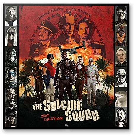 Grupo Erik CP22081 Erik Suicide Squad Kalender 2022 Wandkalender 2022 Groß für 12 Monate mit Geschenk Poster Orange
