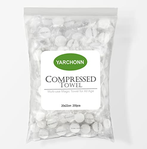 YARCHONN 200pcs Disposable Face Towel Coin Sized Compressed Hand Towels | Portable Compact Disposable Wipes Tissues Handy for Outdoor Hiking Camping Traveling or Home Wipes